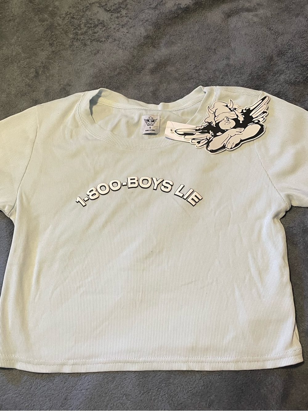 Boys Lie Ribbed Tee 1-800-BOYS LIE Graphic